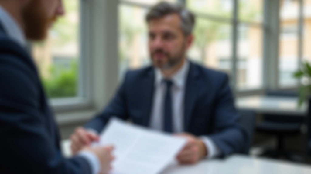 Abogado revisando documentos de sucesión con cliente en oficina profesional