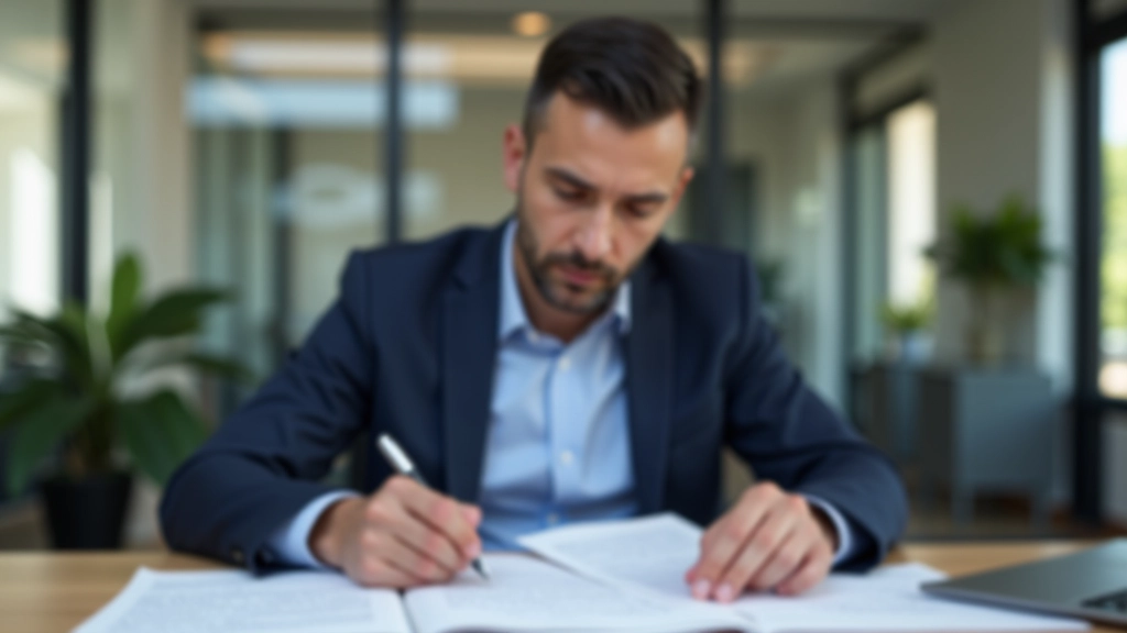 Abogado especialista en herencias revisando documentos legales en oficina moderna